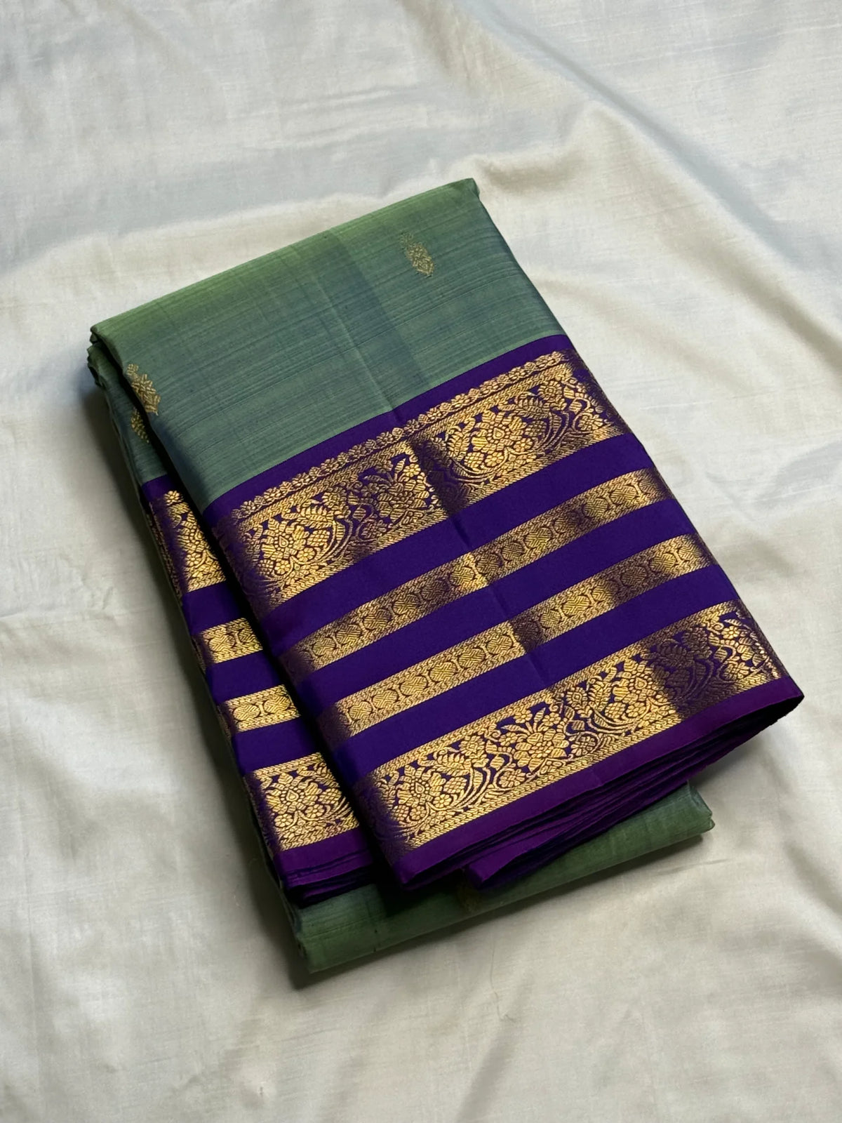 Kanchipuram Handloom silk saree - Green Purple