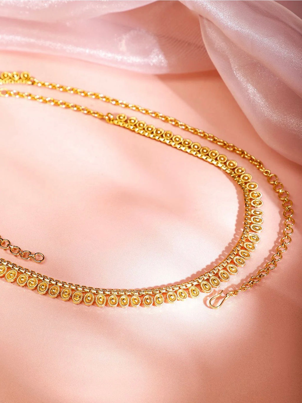 22K Gold-Plated Round Coin Design Brass Waist Chain