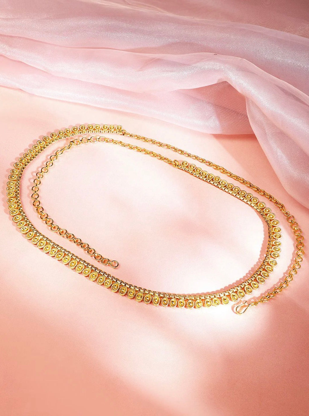 22K Gold-Plated Round Coin Design Brass Waist Chain