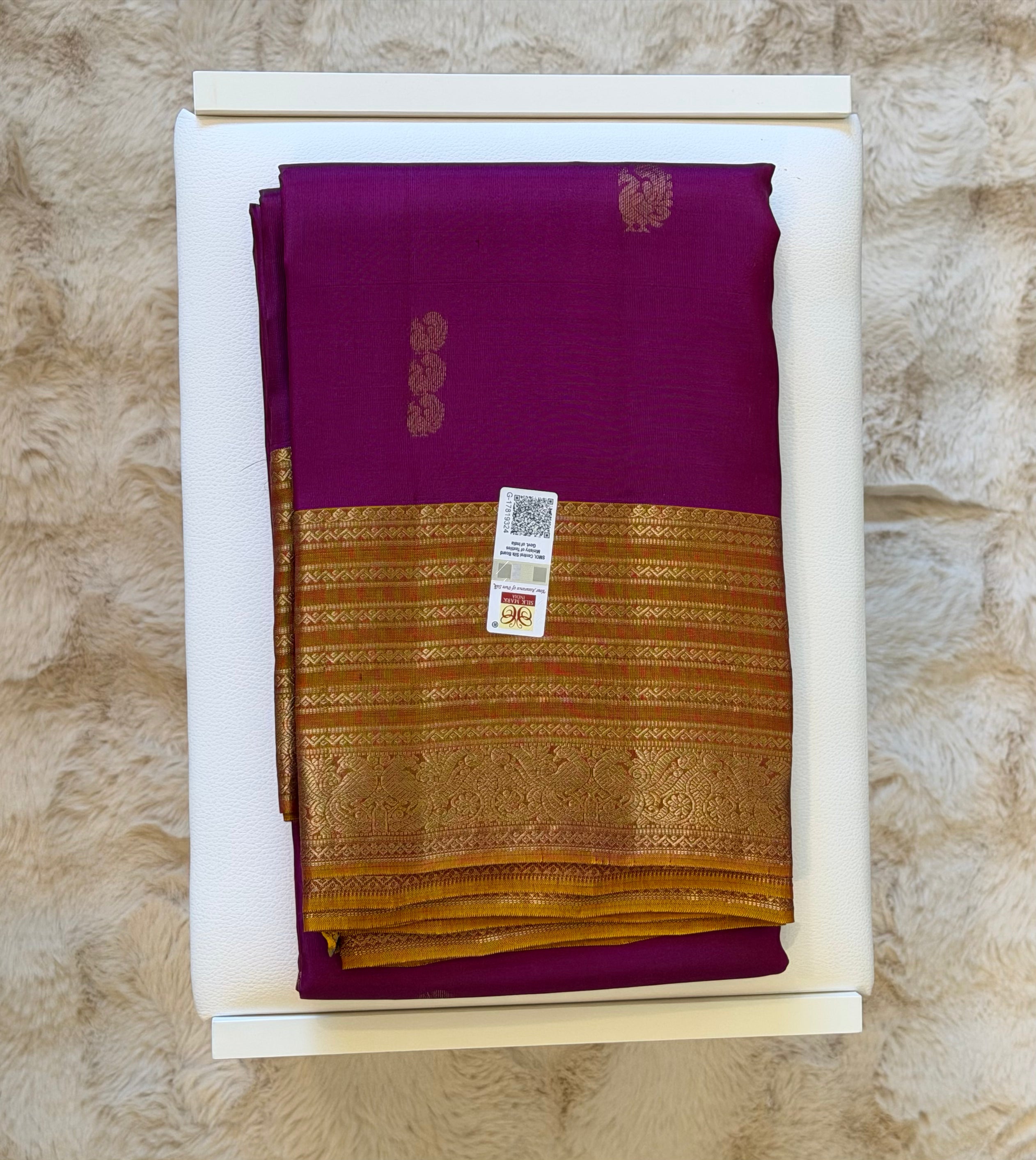 Purple Mustard Kanjeevaram Pure Silk Saree