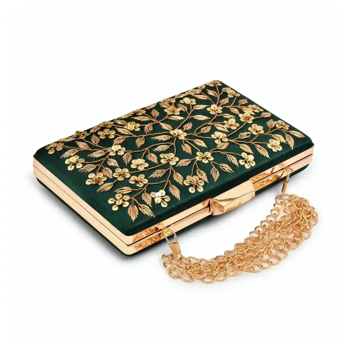 Embroidered Embellished Box Clutch