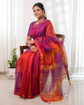 MAHESWARI Silk Cotton Blend - Pink Orange