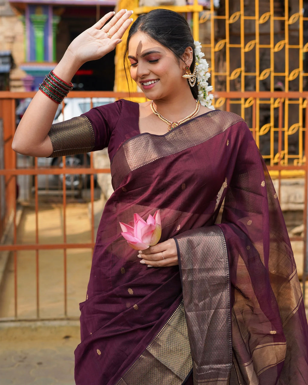 MAHESWARI Silk Cotton Blend - Arakku