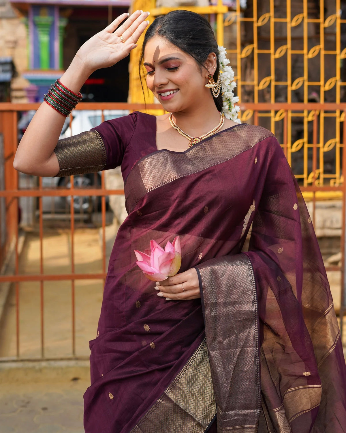 MAHESWARI Silk Cotton Blend - Arakku